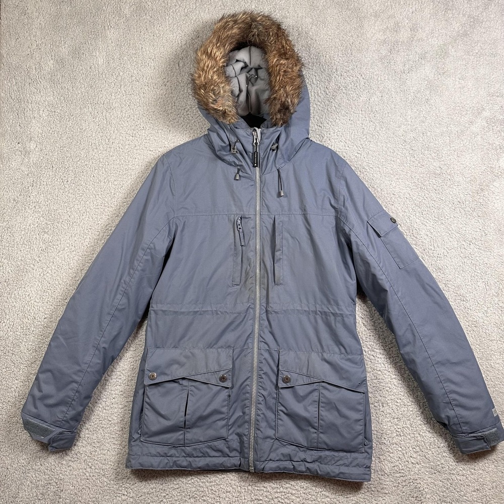 PWDR Room Jacket‎ Womens Medium Gray Hooded Faux Fur Parka Coat Winter Ripzone